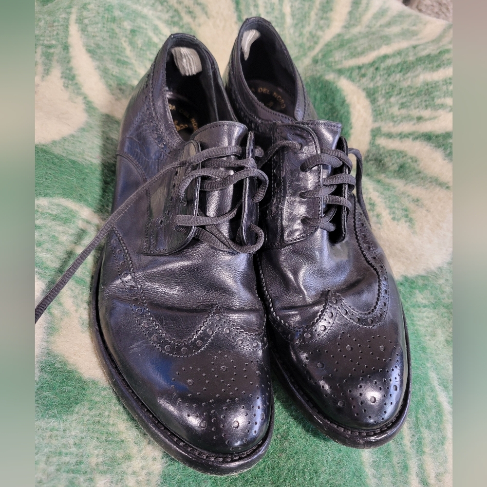 Famous duca del nord brogue dress shoes mens euro 40 us 7 black leather